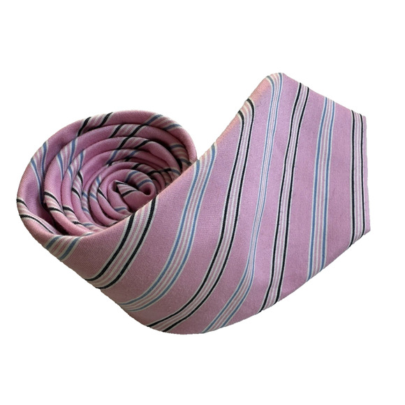 Lauren Ralph Lauren Men's Neck Tie Pink Striped Silk/Cotton Preppy Trendy - Picture 1 of 13